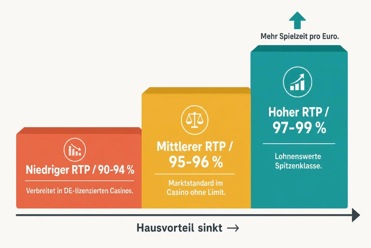 Auszahlungsquoten und RTP im Casino ohne Limit 2 Slot-RTP-Stufen im Casino ohne Limit: Niedrig, mittel und hoch im Vergleich